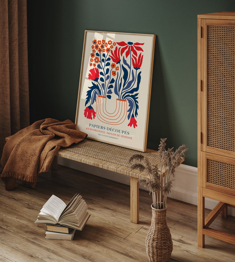Flowers Bouquet with a Red Vase Papiers Découpés Art Poster – Lebhaft, Künstlerisch, Modern — Ansicht 2