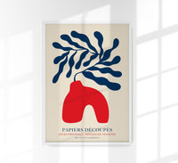 Red Vase Blue Flowers Papiers Découpés Art Poster – Fine Art Print — Ansicht 1