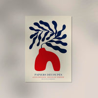 Red Vase Blue Flowers Papiers Découpés Art Poster – Fine Art Print — Ansicht 3