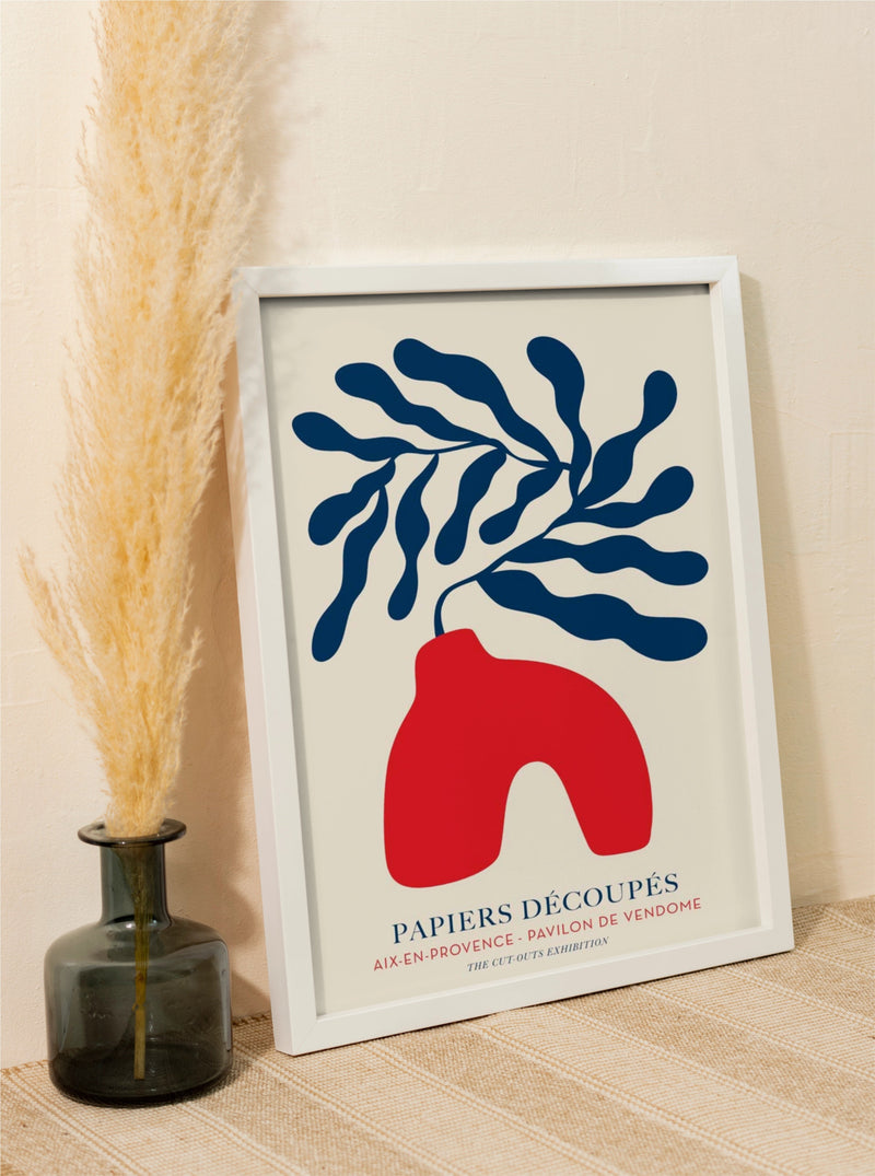Art Print "Red vase blue flowers" – Papiers Découpés A3 — Patroa Studio