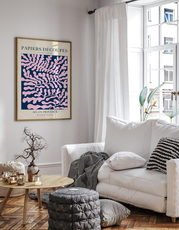 Pink & Blue Papiers Découpés – Fine Art Poster von Patroa Studio