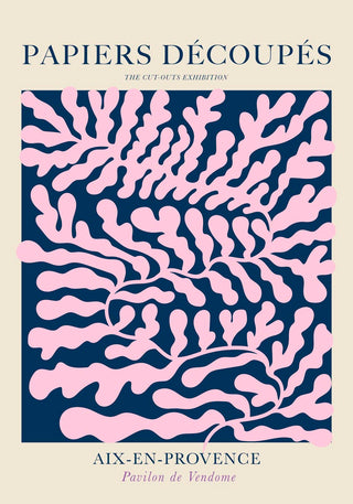 Pink & Blue Papiers Découpés – Fine Art Poster | Collage-Kunst