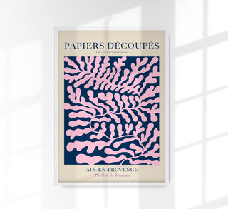Pink & Blue Papiers Découpés – Fine Art Poster | Collage-Kunst