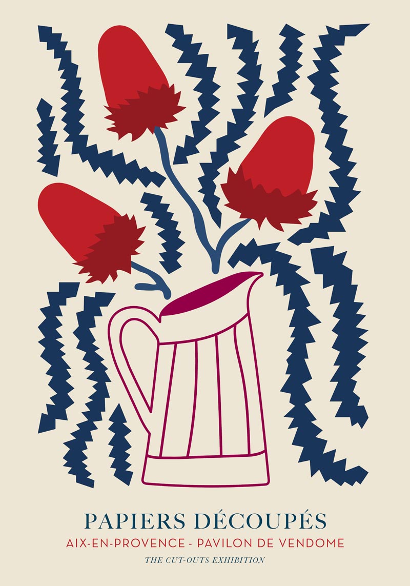 Red Bouquet on Magenta Vase – Fine Art Print Papiers Découpés Poster — Ansicht 4