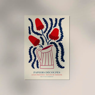 Red Bouquet on Magenta Vase – Fine Art Print | Papiers Découpés Poster | Premium Qualität