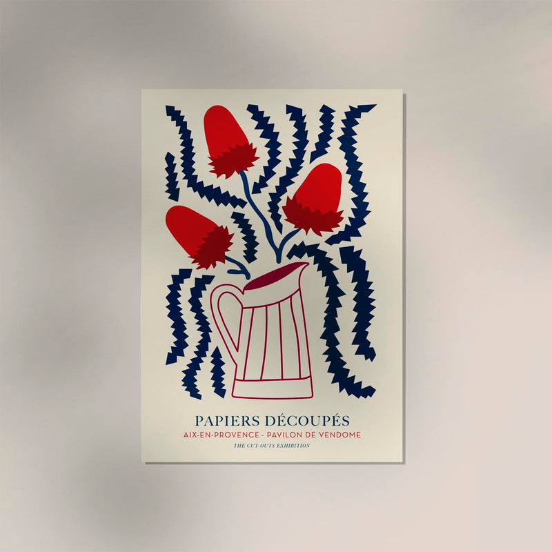 Red Bouquet on Magenta Vase – Fine Art Print Papiers Découpés Poster — Ansicht 3