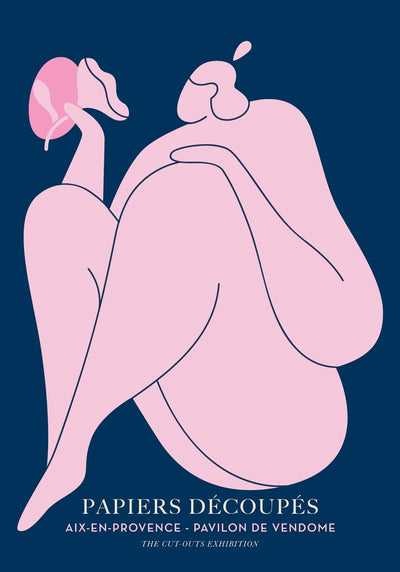 Woman with a flower pink Papiers Découpés Art Poster – Art Print Patroa Studio