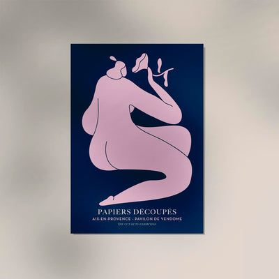 Woman with a Flower II (Pink) – Papiers Découpés Art Poster Fine Art Print