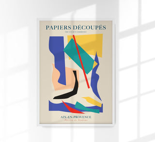 Abstraktes Geometric-Cut-Outs-Kunstwerk im Papiers-Découpés-Stil mit überlagerten, geometrischen Shapes und harmonischer Farbkomposition im Fine-Art-/Canvas-Look für moderne Interiors.
