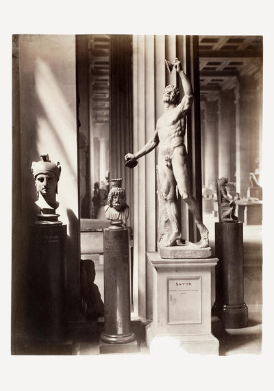 Naked Greek man sculpture, Satyr – Art print, Black and white