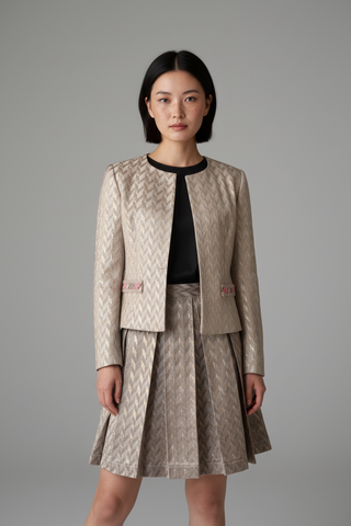 Sustainable Fabric Amika Blazer – Collarless | Chevron Pattern | Fairly Crafted
