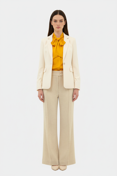 Hose Sustainable Fabric Leinen Marlene High-Waist Zwei Knöpfe EU-Produktion