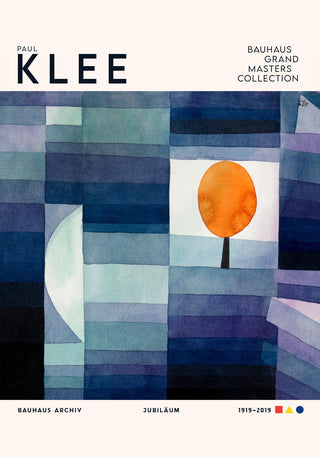 Paul Klee The Harbinger of Autumn Art Exhibition Poster – Geometrische Abstraktion | Wasserfarben & Graphit | Symbolische Farbkomposition