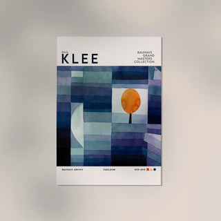 Paul Klee The Harbinger of Autumn Art Exhibition Poster – Geometrische Abstraktion | Wasserfarben & Graphit | Symbolische Farbkomposition