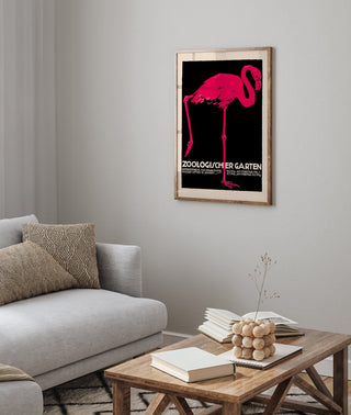 Zoological Garden Flamingo Poster | Handmade Art Print | Vintage Charm &amp; Colorful Joy