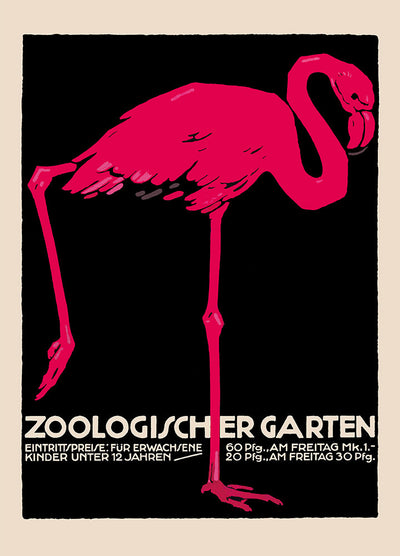 Zoological Garden Flamingo Poster – Handcrafted Art Print