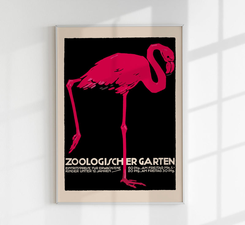 Zoological Garden Flamingo Poster – Handcrafted Art Print — Patroa Studio
