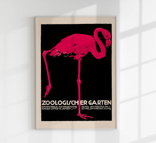 Zoological Garden Flamingo Poster | Handmade Art Print | Vintage Charm &amp; Colorful Joy