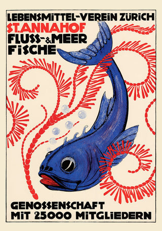 Fresh Fish & Seafood Austrian Ad Vintage Poster – Vintage Food-Art | Fine Art Print | Canvas