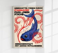 Fresh Fish & Seafood Austrian Ad Vintage Poster – Fine Art Print & Canvas — Ansicht 1