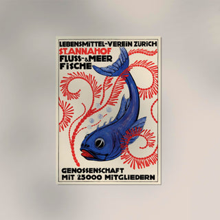 Fresh Fish & Seafood Austrian Ad Vintage Poster – Vintage Food-Art | Fine Art Print | Canvas