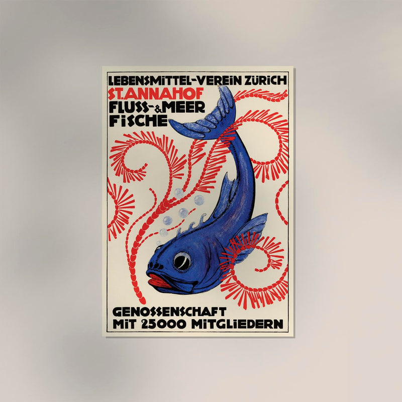 Fresh Fish & Seafood Austrian Ad Vintage Poster – Fine Art Print & Canvas — Ansicht 3