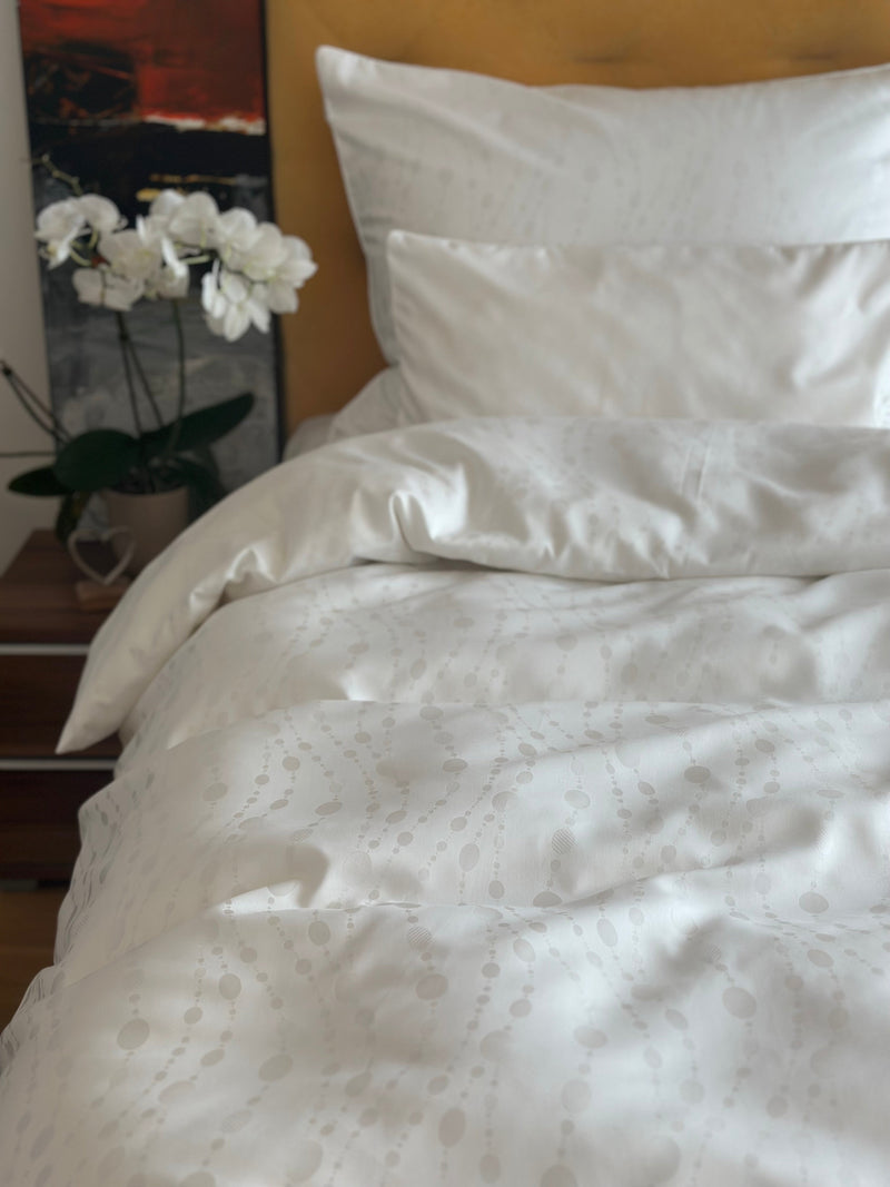 Damask go-green Bed Linen Set Pearl White – Cotton & TENCEL™ Lyocell, easy iron — Ansicht 1
