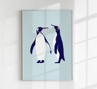 Penguins Blue Poster – Fine Art Wandbild | Stilvoll | Premium Canvas — Ansicht 1