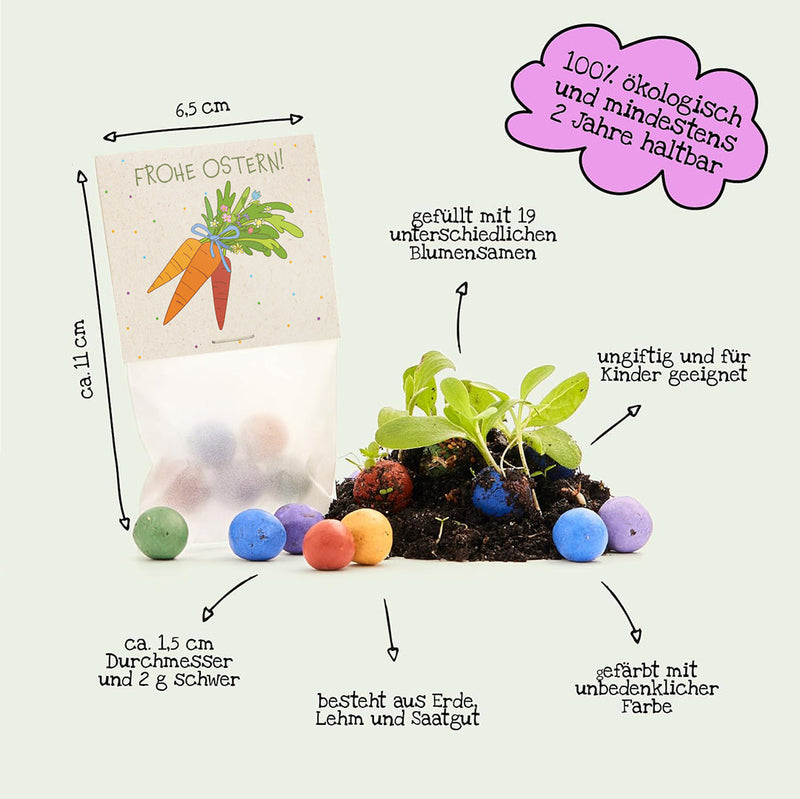 10x5 Flower Marbles in a "Carrots" Bag - Happy Easter — Ansicht 6