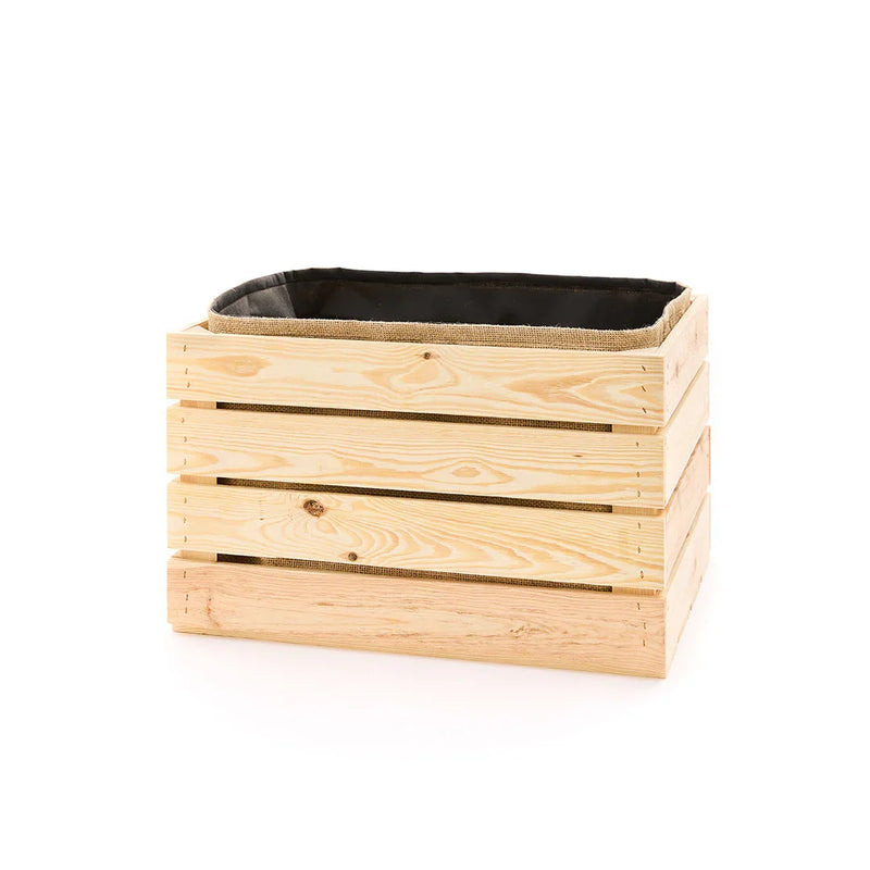 Pflanzkiste mit Juteeinsatz – Unbehandeltes Holz, 50×40×30 cm — Ansicht 2
