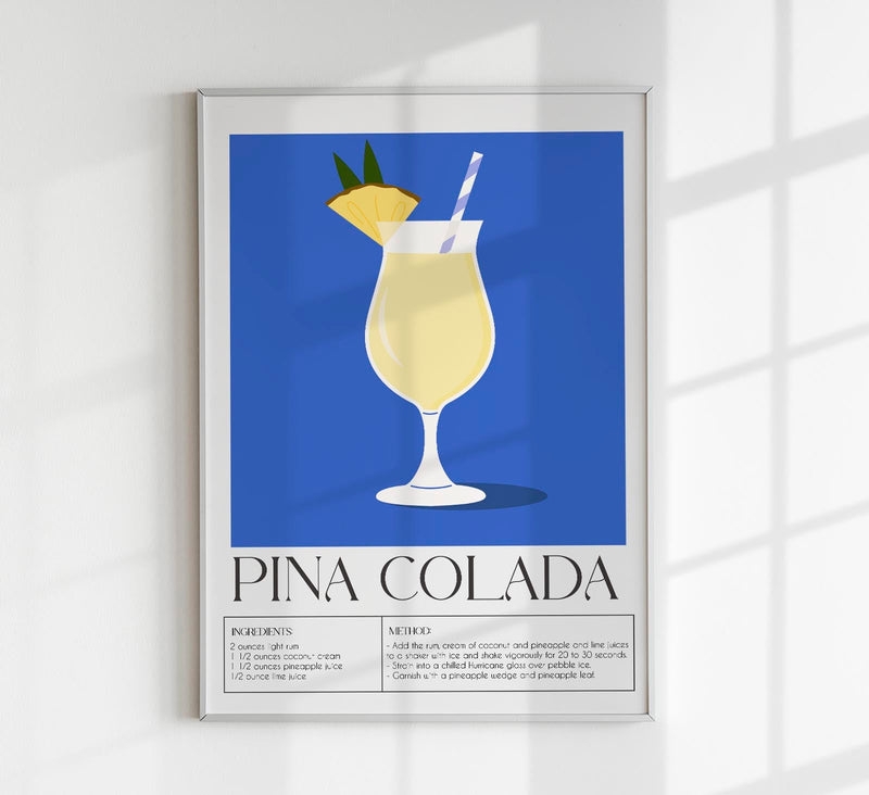 Pina Colada Drink Art Poster Fine Art Canvas Cocktail-Kunstdruck — Patroa Studio