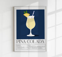 Pina Colada Dark Blue – Drink Art Poster | Fine Art Canvas — Ansicht 1
