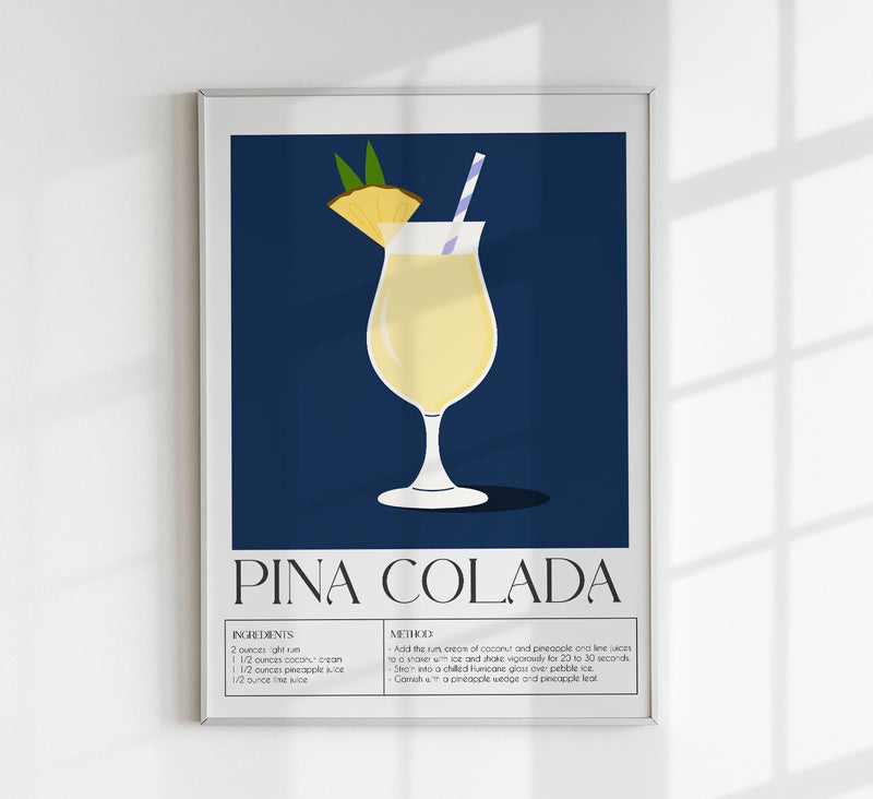 Pina Colada Dark Blue – Drink Art Poster | Fine Art Canvas — Patroa Studio