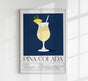 Pina Colada Dark Blue – Drink Art Poster | Fine Art Canvas