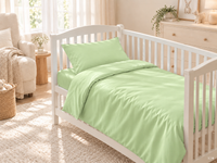 Kinder Bettwäsche Set Uni Farbe 100% Baumwolle Satin OEKO-TEX — Ansicht 7