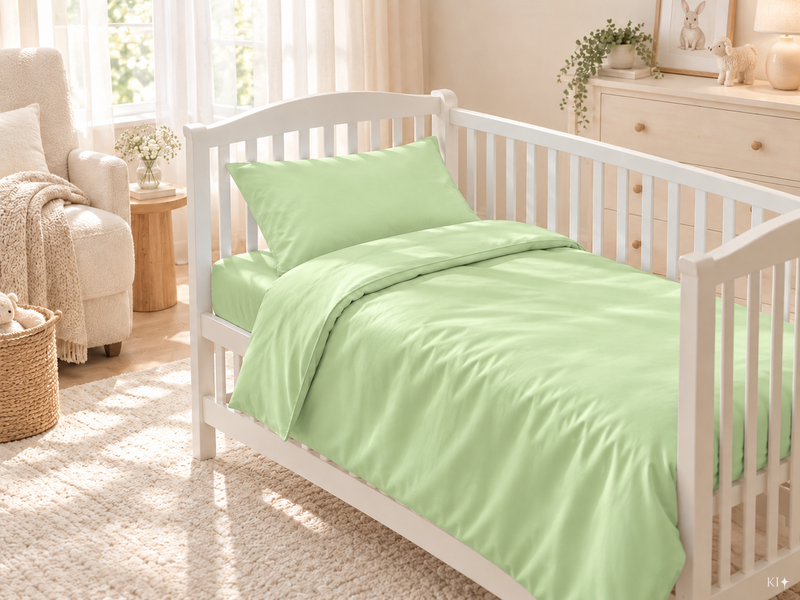 Kinder Bettwäsche Set Uni Farbe 100% Baumwolle Satin OEKO-TEX — Ansicht 7
