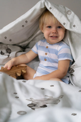 Kinderbettwäsche „Süßer Mops“ – Musselin oder Satin | OEKO‑Tex | Handgefertigt