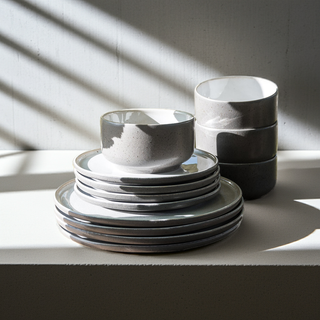 Lunch Set Ddoria – Handmade Stoneware in Granite Grey