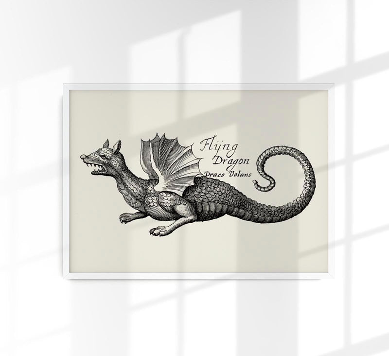 Antique Flying Dragon Vintage Myth Poster | Fine Art & Canvas | Patroa Studio — Patroa Studio