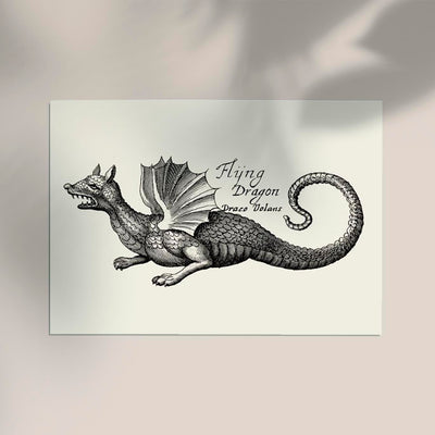 Antique Flying Dragon Vintage Myth Poster | Fine Art & Canvas | Patroa Studio