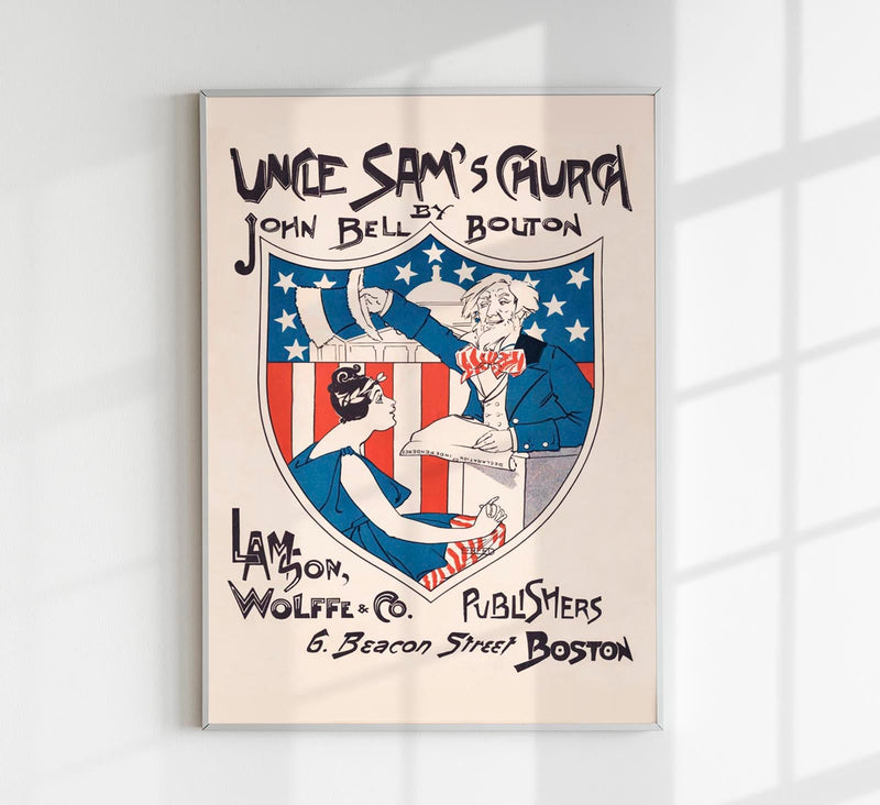 Uncle Sam's Church – Vintage Poster von Ethel Reed — Patroa Studio
