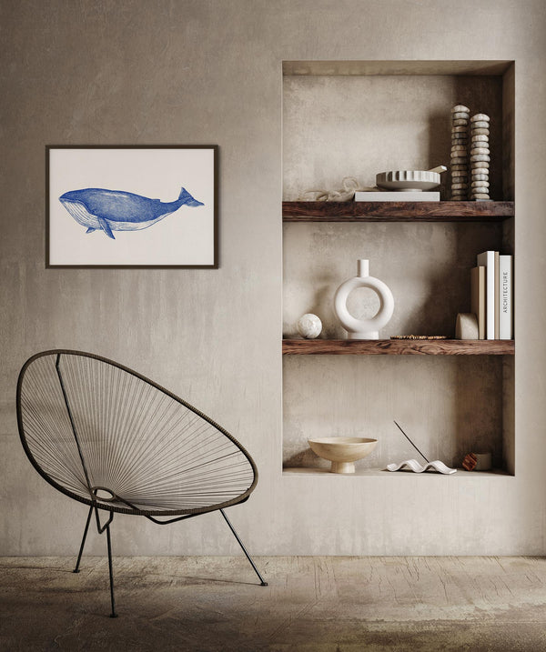 Blue Whale Art Print – Fine Art Poster | Coastal Design | Patroa Studio