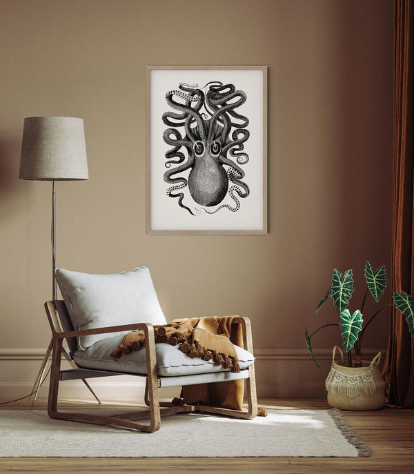 Octopus Front Antique Print – Art Print Octopus