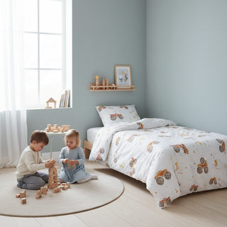 Kinderbettwäsche „Monstertrucks“ – Musselin oder Satin | OEKO‑Tex | Handgefertigt