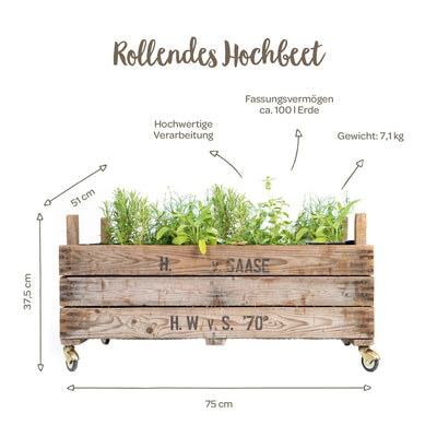 Rollendes Hochbeet aus Zwiebelsieben – Upcycling, 100 l, mobil auf Rollen