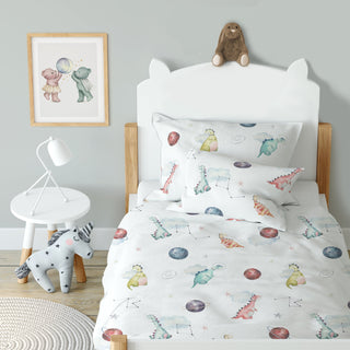 Leslis Kinderbettwäsche „Dino Galaxy“ – Satin | Musselin | OEKO‑TEX