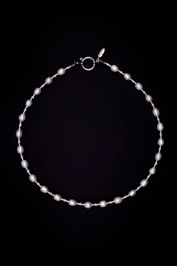 Rosali Pearl Necklace – Miyuki & Freshwater Pearls | Handmade | Silver Clasp