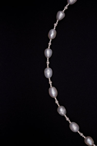Rosali Pearl Necklace – Miyuki & Freshwater Pearls | Handmade | Silver Clasp