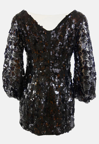 Dress Sustainable Fabric Babi, recycled polyester | Black sequins | EU production