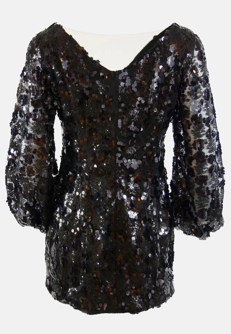 Dress Sustainable Fabric Babi Black Sequin Mini Dress recycled Polyester EU Production — Ansicht 5